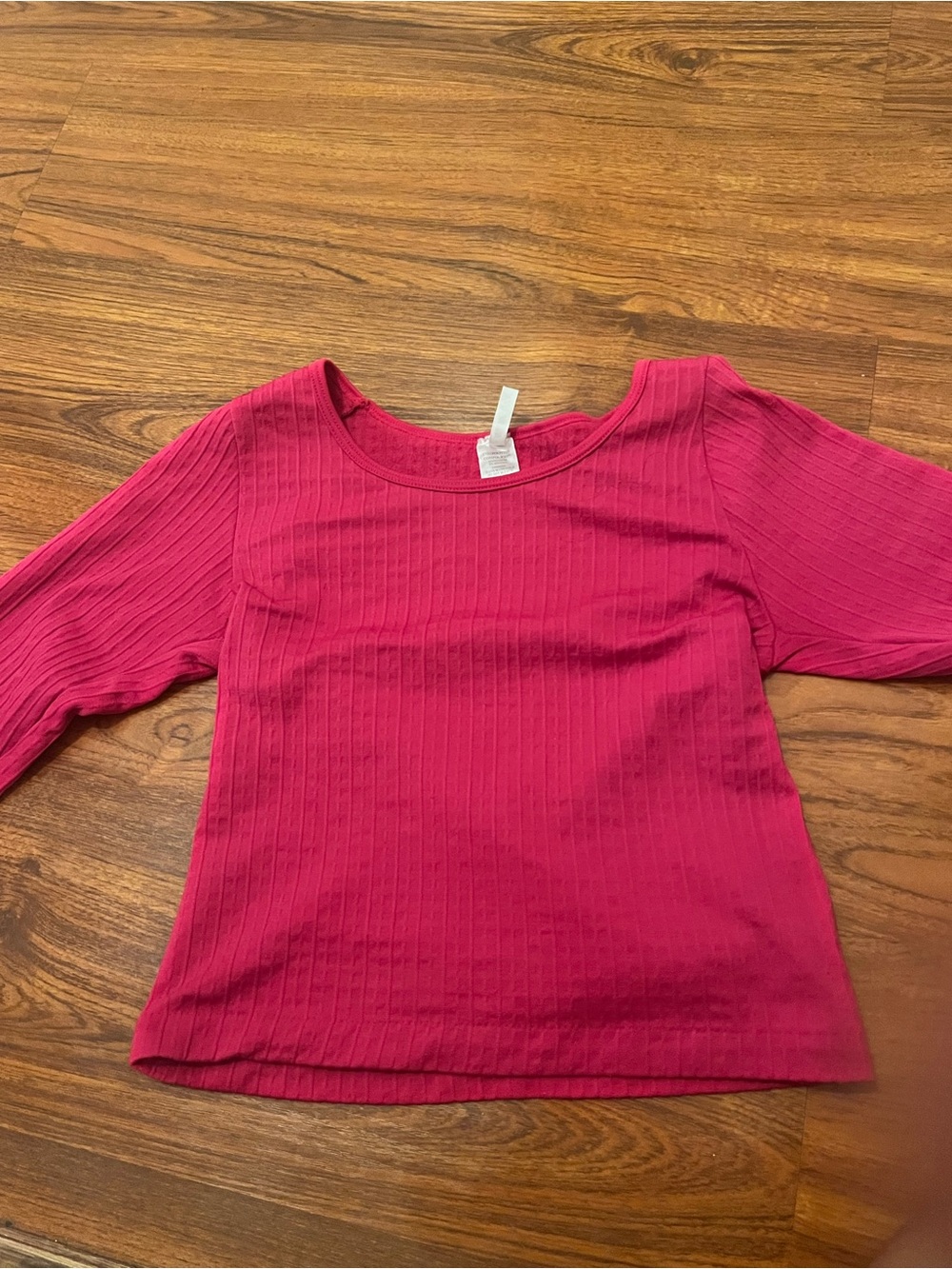 New Mix Long Sleeve Ribbed Top in Bright Pink